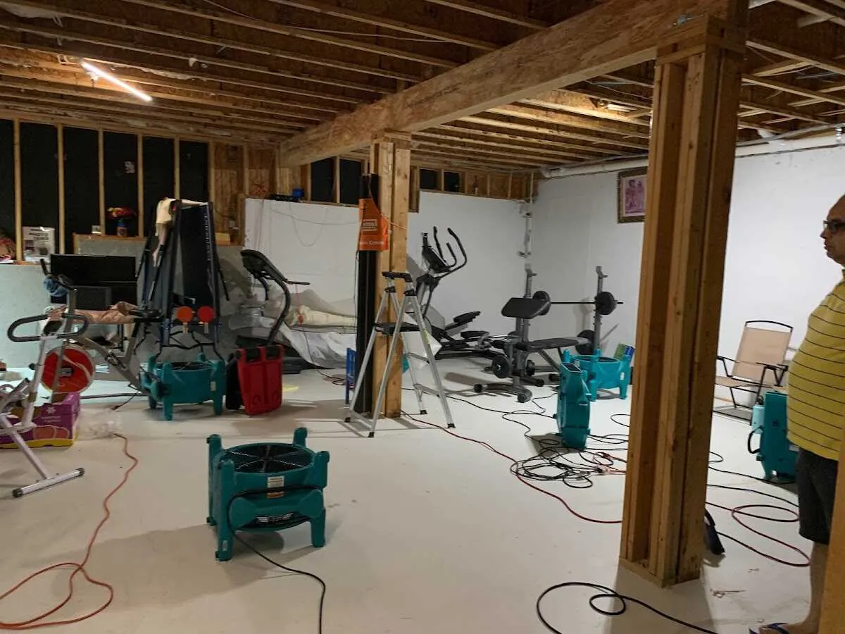 Basement drying equipment setup for Contents Cleaning & Restoration in Dodge City
